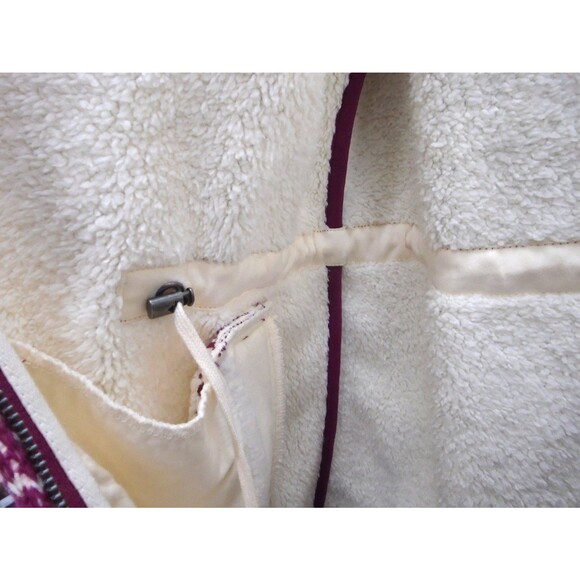 LL Bean Womens Size M Diamond Jacquard Anorak Full Zip Fleece Jacket 296574 - Picture 8 of 11